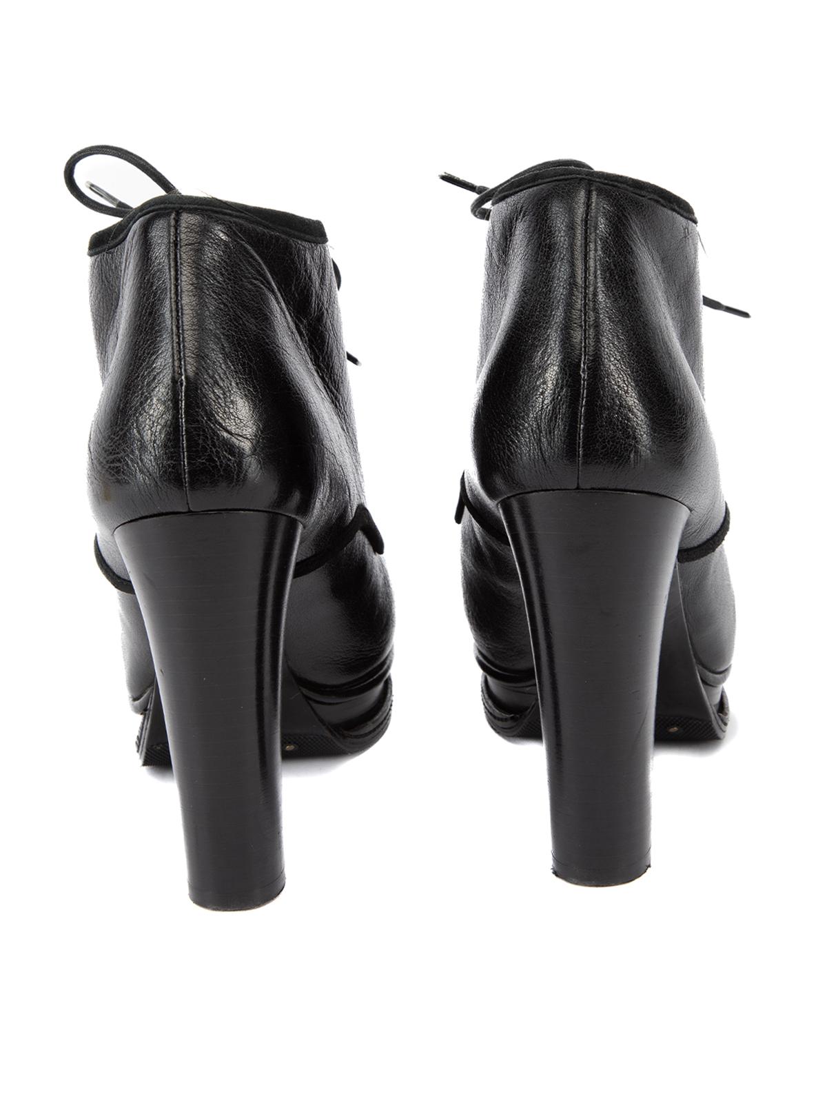 Pre-Loved Dolce & Gabbana Women's Black Eyelet Lace Up Platform Heeled Boots 1