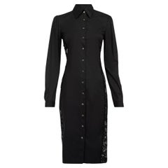 Pre-Loved Dolce & Gabbana Women's Black Lace Panel Button Down Dress