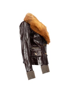Pre-Loved Dolce & Gabbana Women's Brown Eel Leather Fox Fur Collar Jacket