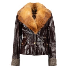 Pre-Loved Dolce & Gabbana Women's Brown Eel Leather Fox Fur Collar Jacket