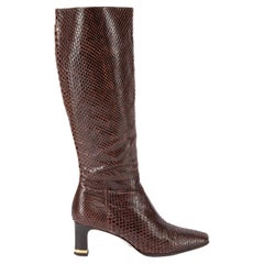 Pre-Loved Dolce & Gabbana Women's Brown Knee High Snakeskin Boots
