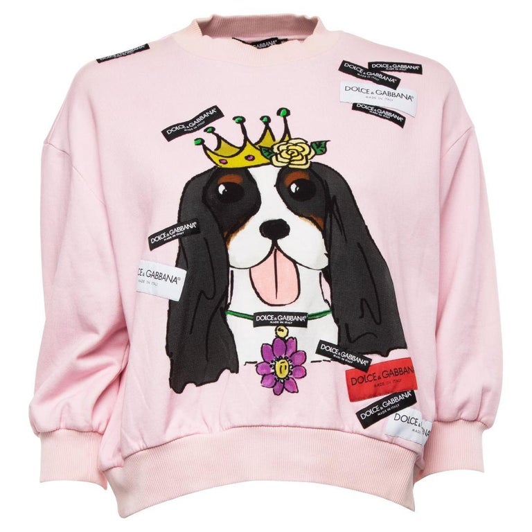 Pre-Loved Dolce and Gabbana Women's Dog Print Jumper For Sale at 1stDibs
