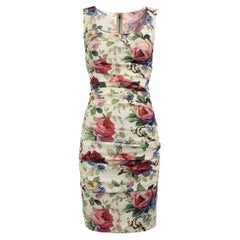 Pre-Loved Dolce & Gabbana Women's Floral Print Ruched Bodycon Mini Dress
