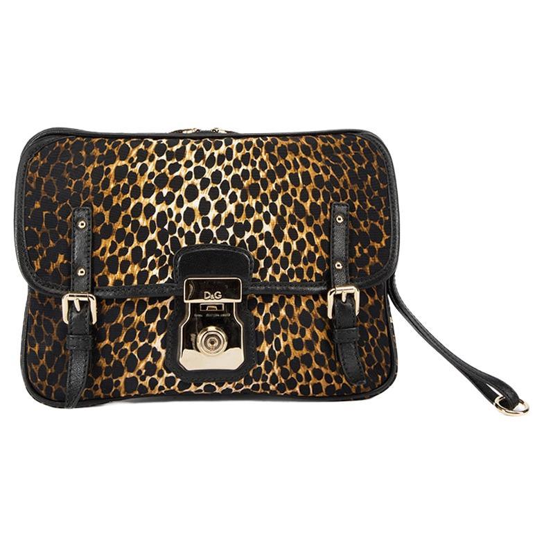 Pre-Loved Dolce & Gabbana Women's Leopard Print Allyson Wristlet Clutch Bag