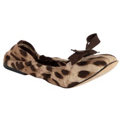 Pre-Loved Dolce & Gabbana Women's Leopard Print Bow Detail Ballet Flats