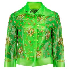 Pre-Loved Dolce & Gabbana Women's Neon Green Sample Sequinned PVC Jacket