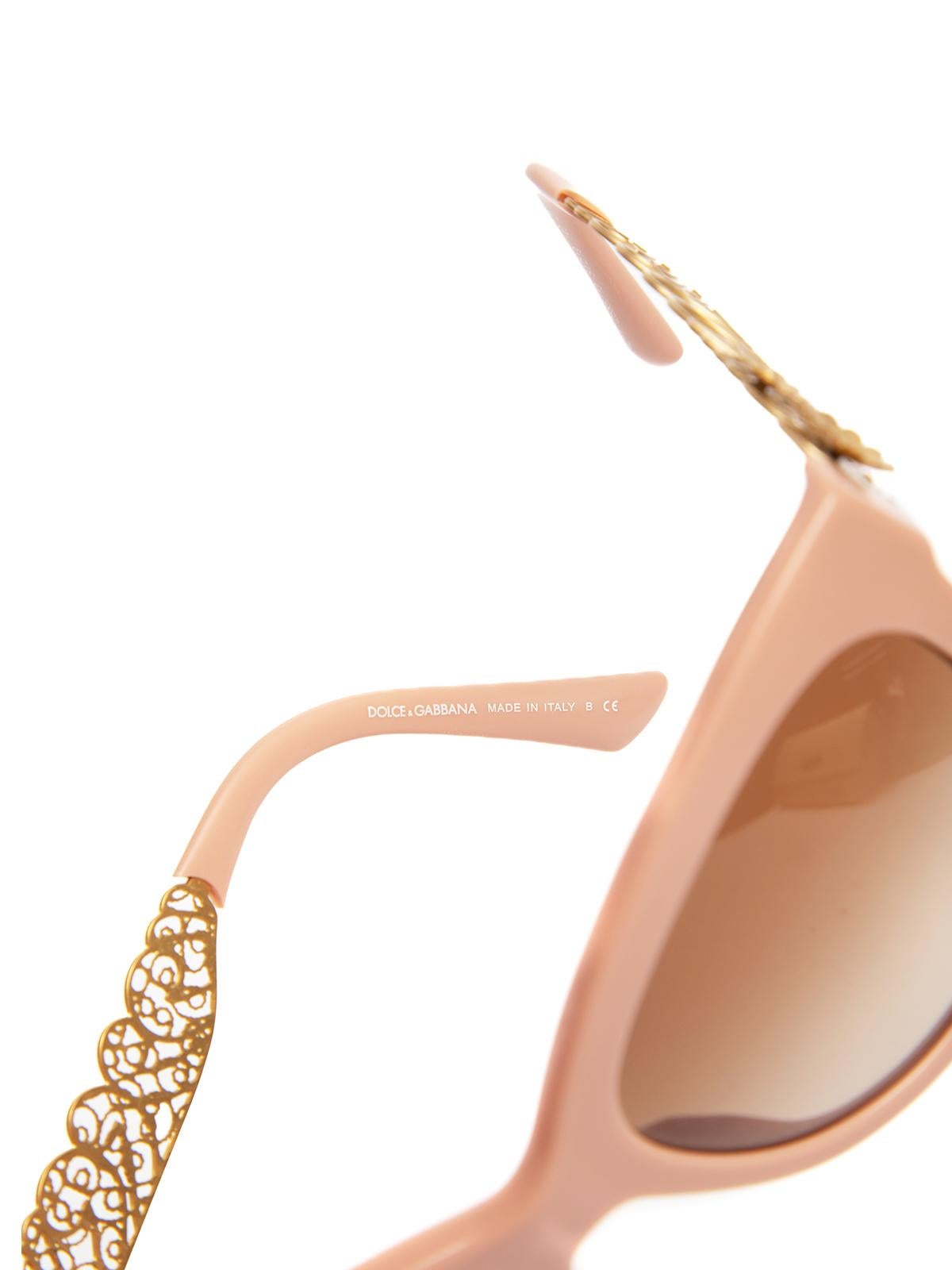 Beige Pre-Loved Dolce & Gabbana Women's Pink and Gold Oversized Sunglasses