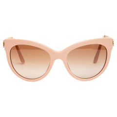 Pre-Loved Dolce & Gabbana Women's Pink and Gold Oversized Sunglasses
