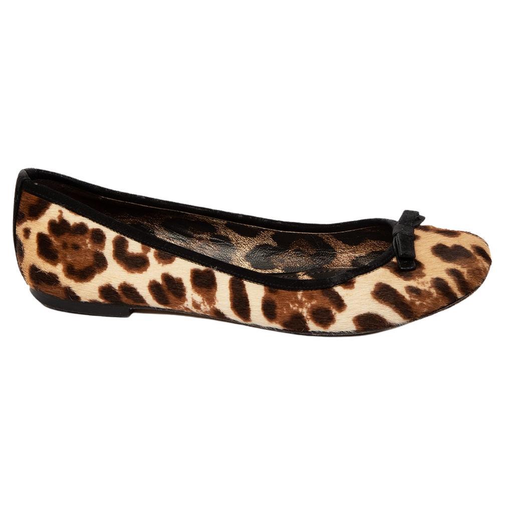 Pre-Loved Dolce and Gabbana Women's Pony Hair Leopard Print Ballerinas For  Sale at 1stDibs