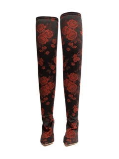Pre-Loved Dolce & Gabbana Women's Red Rose Pattern Boots