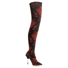 Pre-Loved Dolce & Gabbana Women's Red Rose Pattern Boots