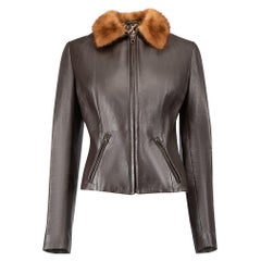 Pre-Loved Dolce & Gabbana Women's Vintage Fox Fur Collar Leather Track Jacket