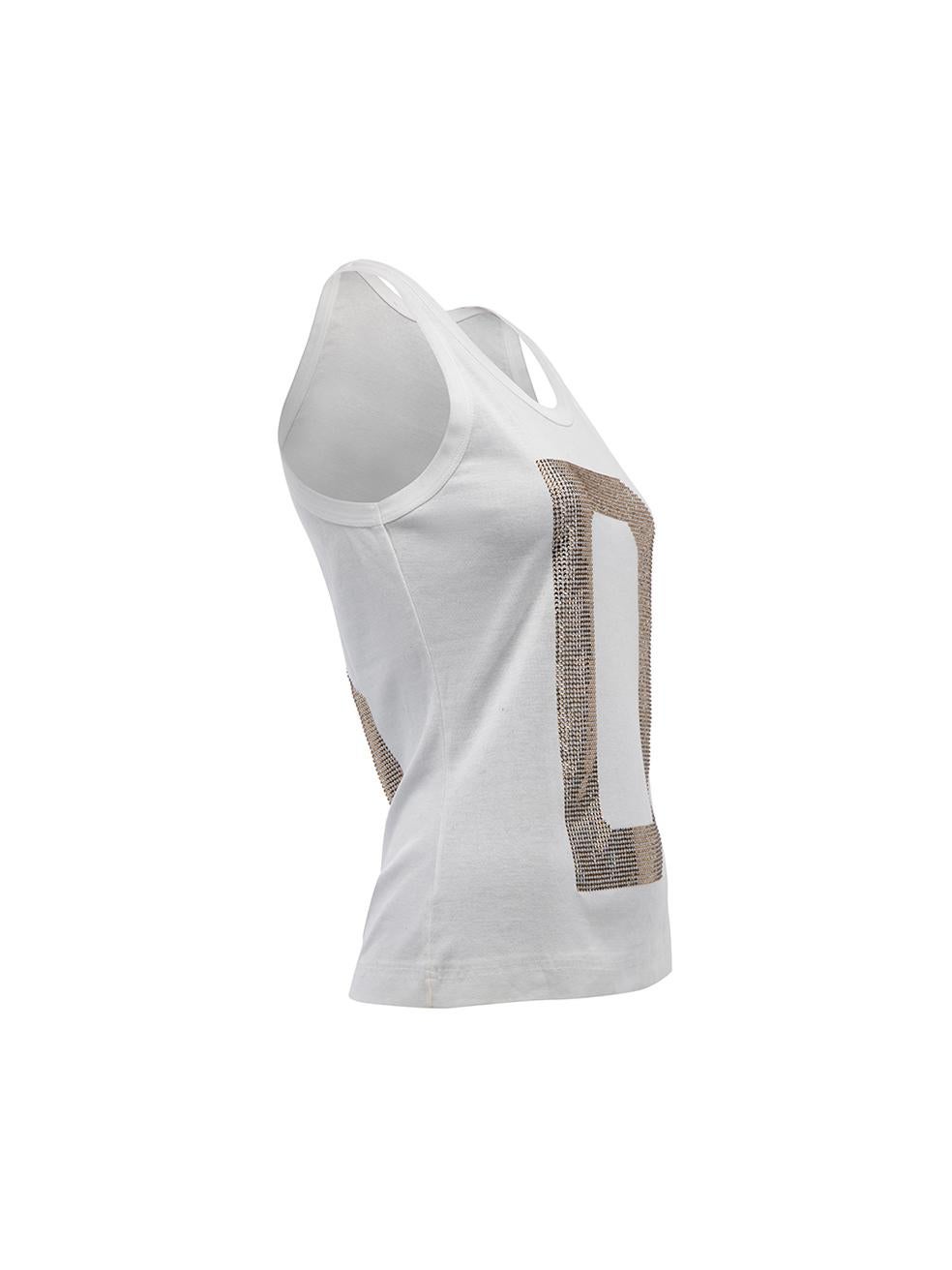 CONDITION is Very good. Hardly any visible wear to top is evident on this used Dolce & Gabbana designer resale item. Details White Cotton Tank top Round neckline Crystal embellished initial design D lettering on front G lettering on back Made in