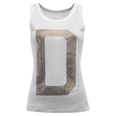 Pre-Loved Dolce & Gabbana Women's White Initial Crystal Tank Top