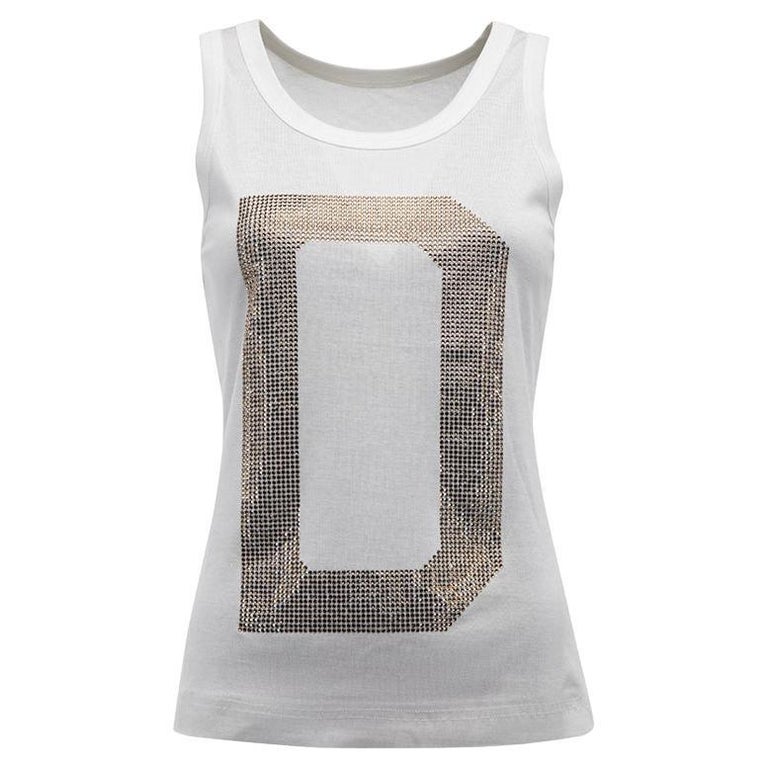 Dolce & Gabbana Brown Crystal Embellished Sleeveless Tank Top