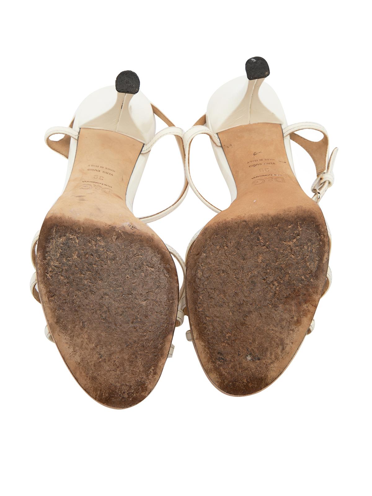 Pre-Loved Dolce & Gabbana Women's White Leather Patent Sandal Heels 3