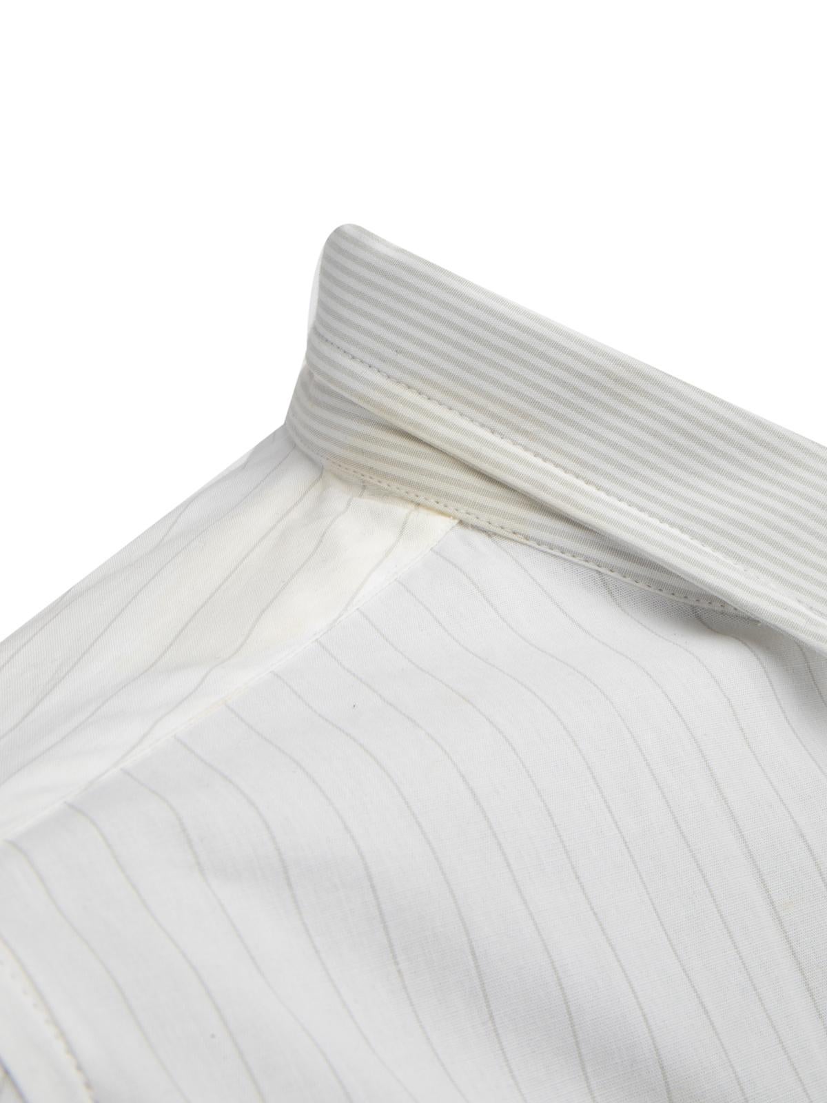 Pre-Loved Dolce & Gabbana Women's White Striped Cotton Shirt with Detachable For Sale 2