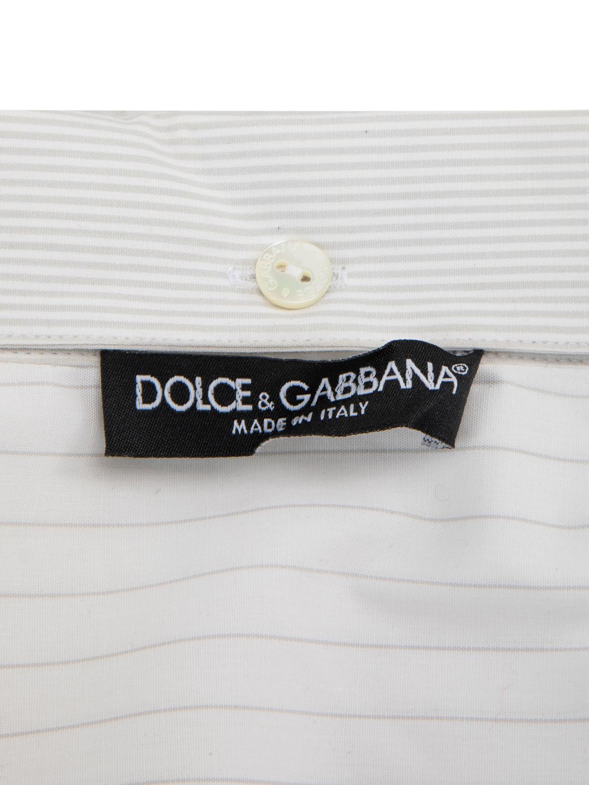 Pre-Loved Dolce & Gabbana Women's White Striped Cotton Shirt with Detachable For Sale 3