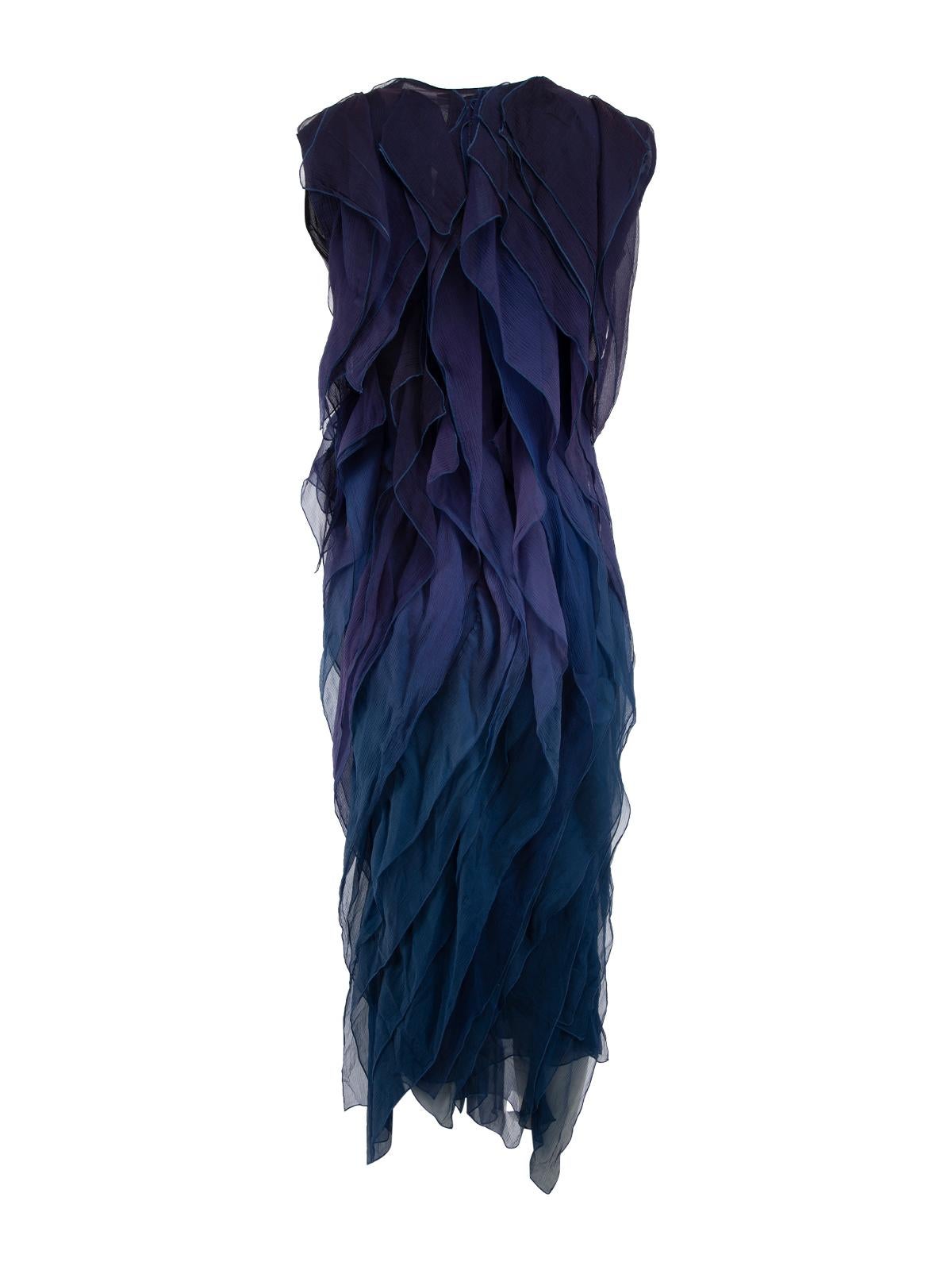 Pre-Loved Donna Karan Women's Ombre Ruffle Midi Dress In Excellent Condition In London, GB