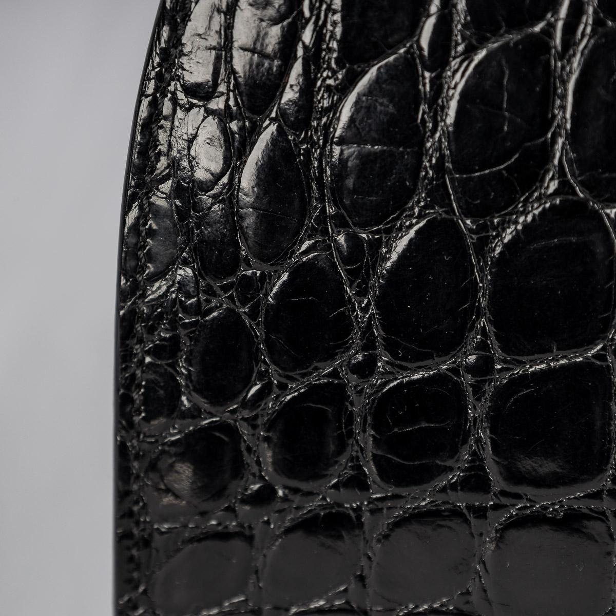 Italian Pre - Loved Dotti Black Crocodile Leather Handbag c.2000