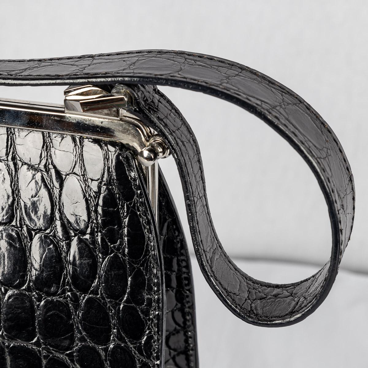 Contemporary Pre - Loved Dotti Black Crocodile Leather Handbag c.2000