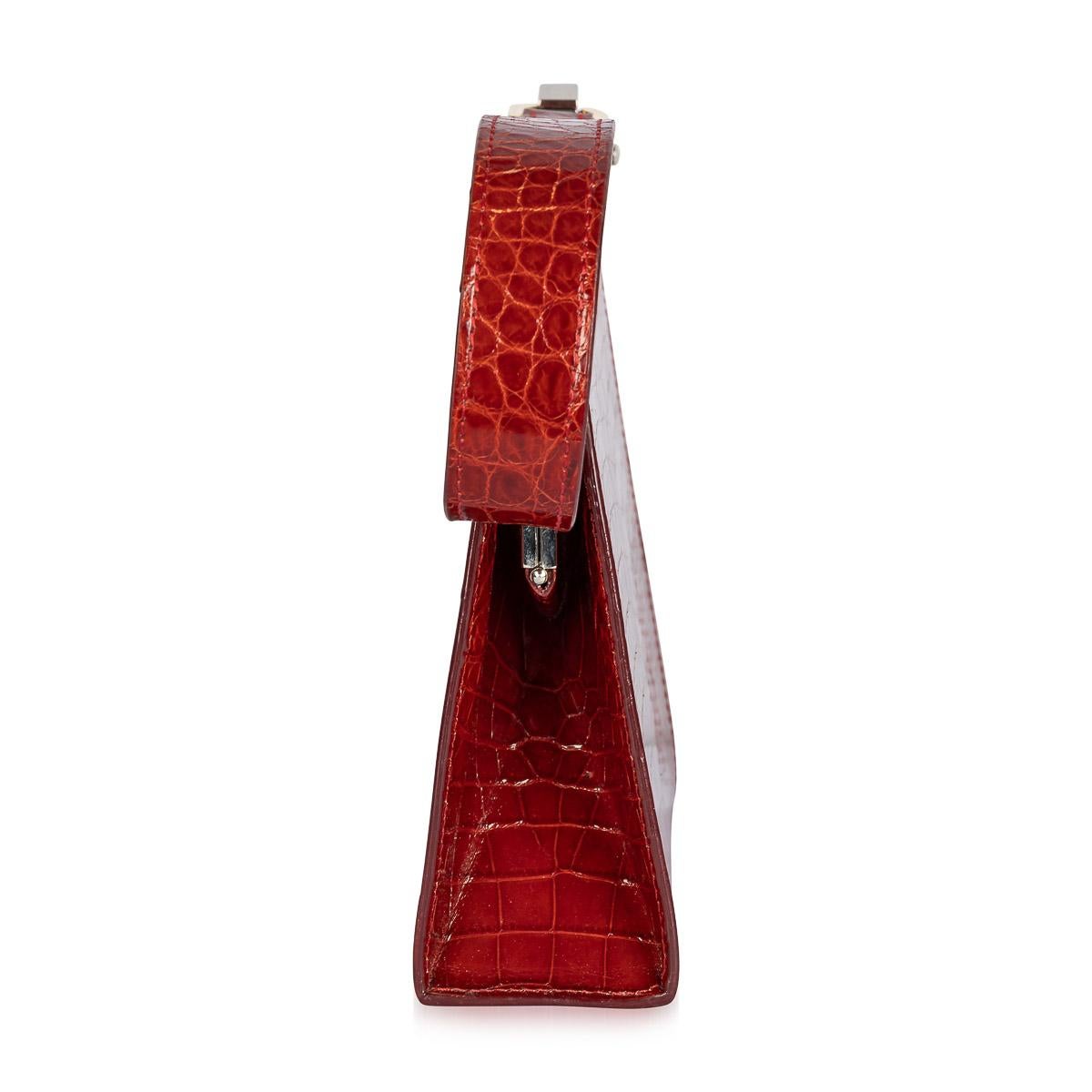 Italian Pre - Loved Dotti Red Crocodile Leather Handbag c.2000 For Sale