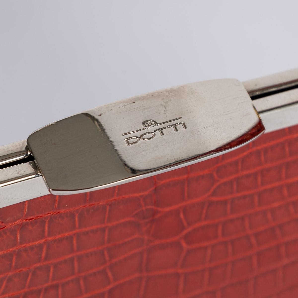 Pre - Loved Dotti Red Crocodile Leather Handbag c.2000 In Good Condition For Sale In Royal Tunbridge Wells, Kent