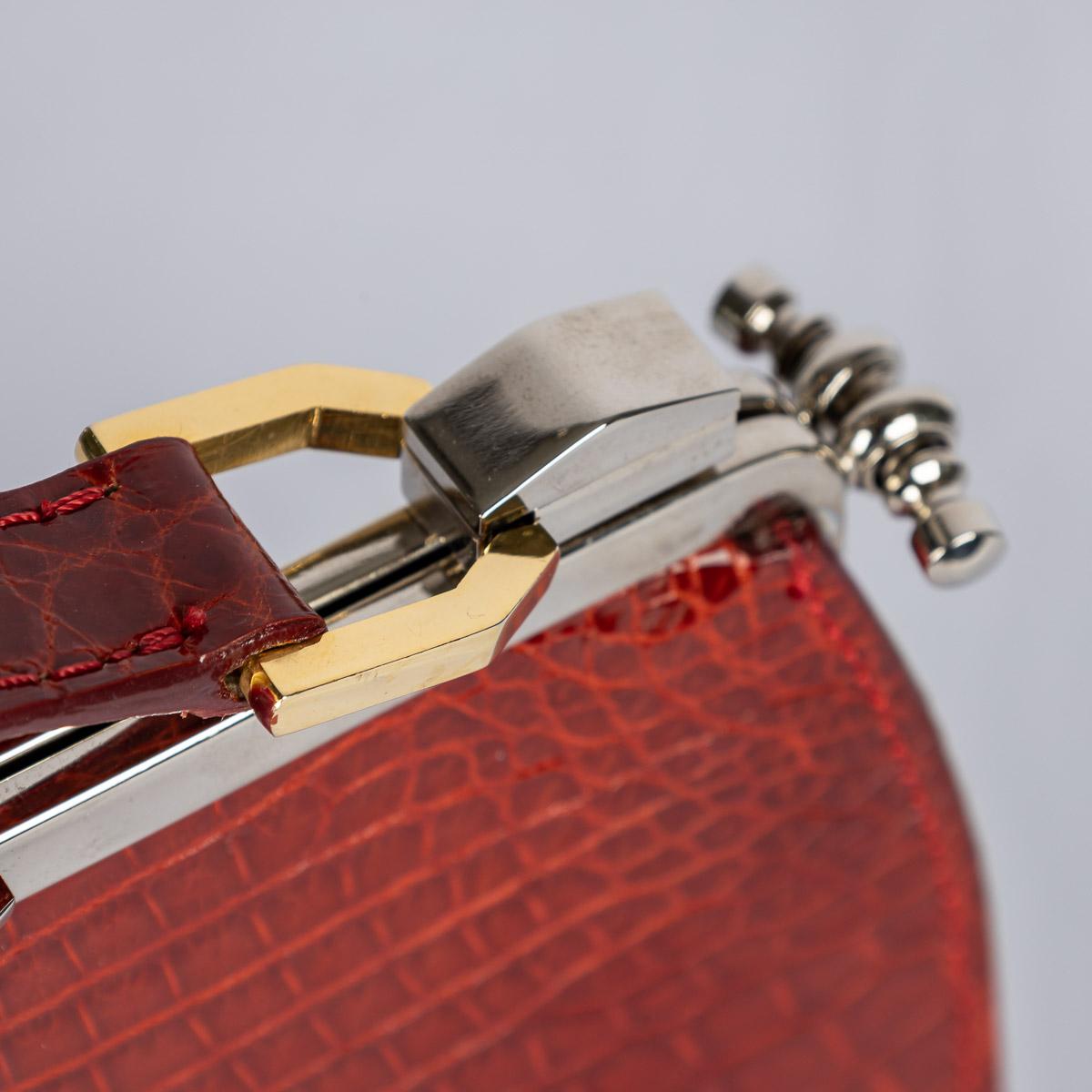 Contemporary Pre - Loved Dotti Red Crocodile Leather Handbag c.2000 For Sale