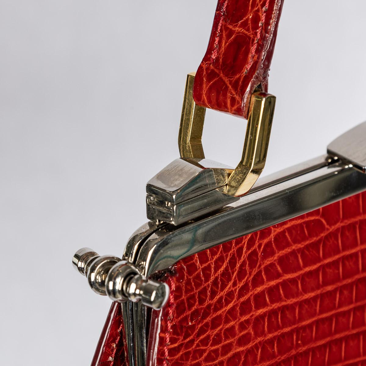 Pre - Loved Dotti Red Crocodile Leather Handbag c.2000 For Sale 1