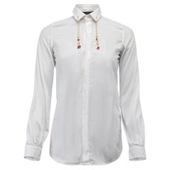 Pre-Loved Dsquared2 Women's White Chain Detail Button Up Shirt