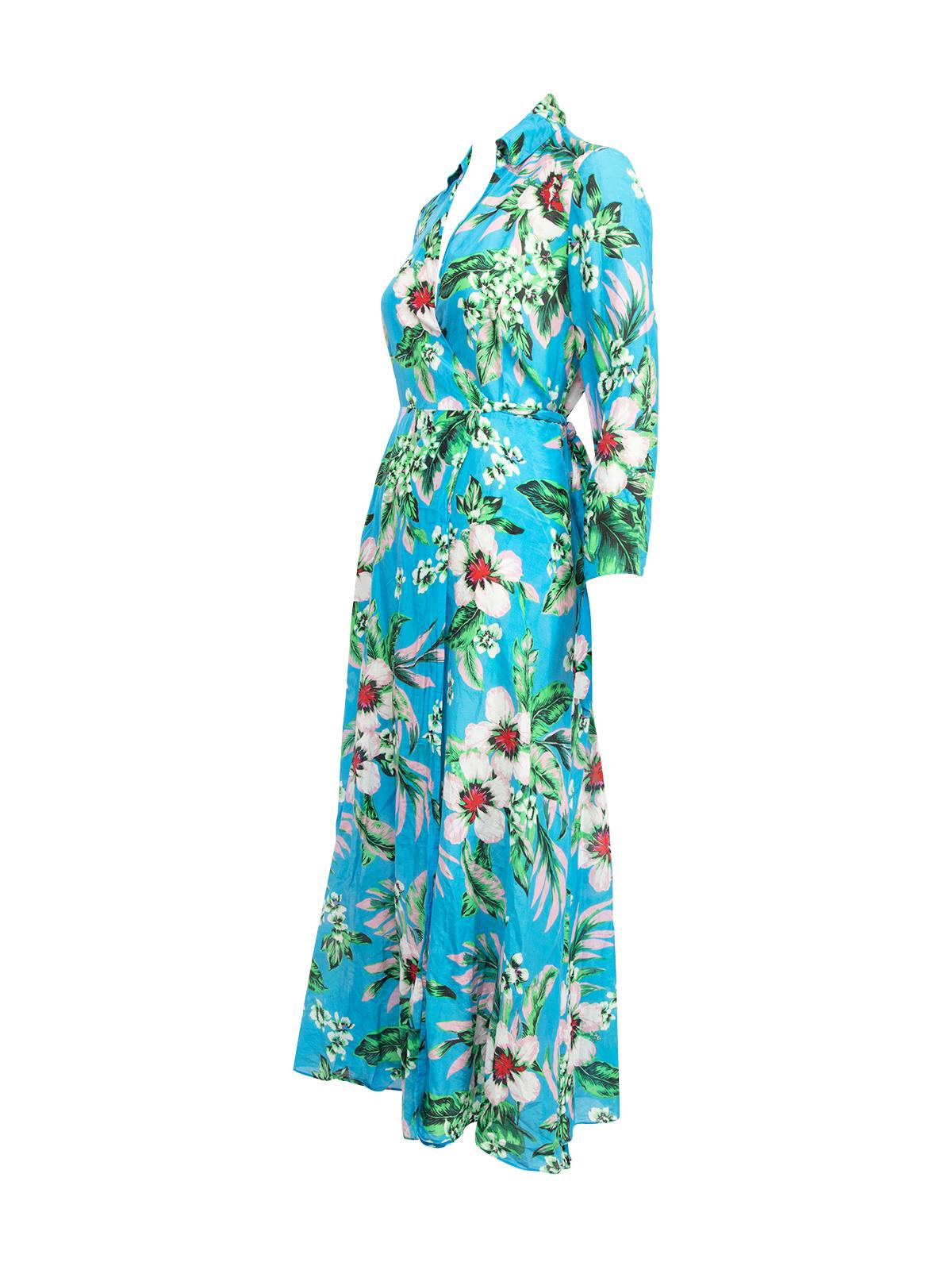 Pre-Loved DVF West Women's Floral Pattern Wrap Dress 1