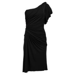Used Pre-Loved Elie Saab Women's One Shoulder Cocktail Midi Dress Black Silk