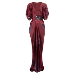 Elie Tahari - Robe longue ceinturée à fleurs marron pour femme