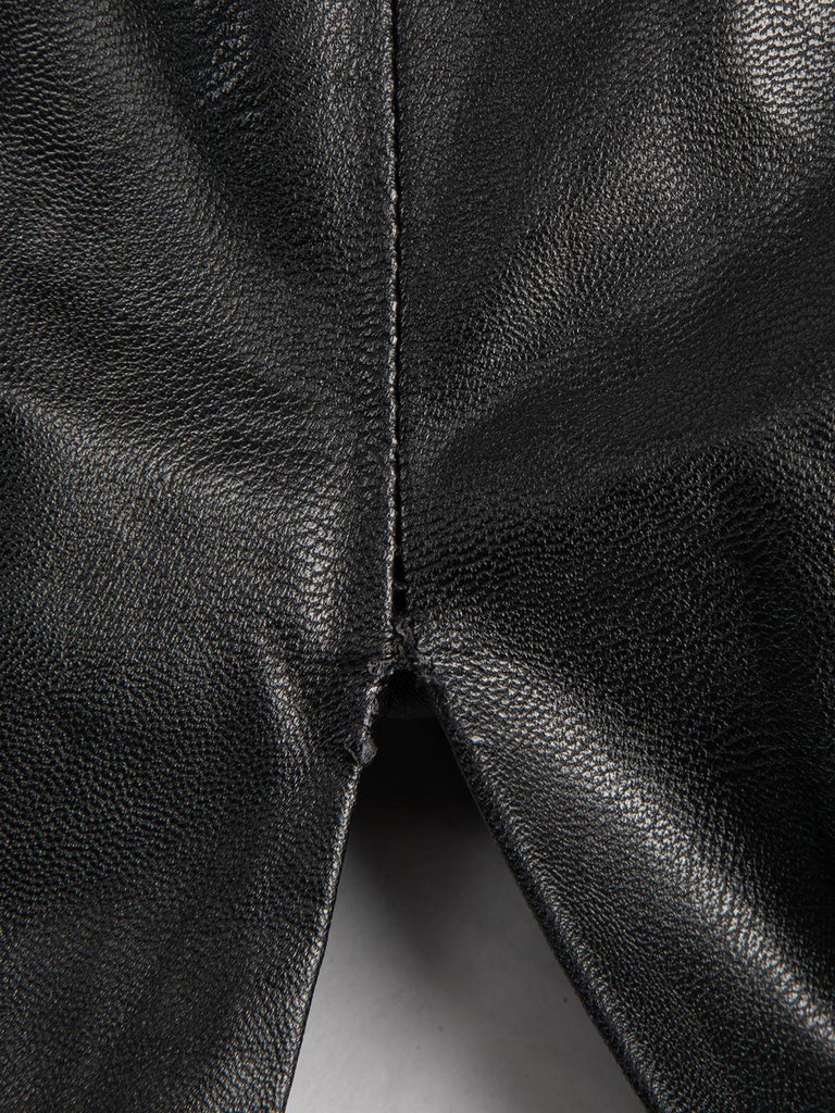 Pre-Loved Elisabetta Franchi Women's Black Knee Length Faux Leather Dress For Sale 2