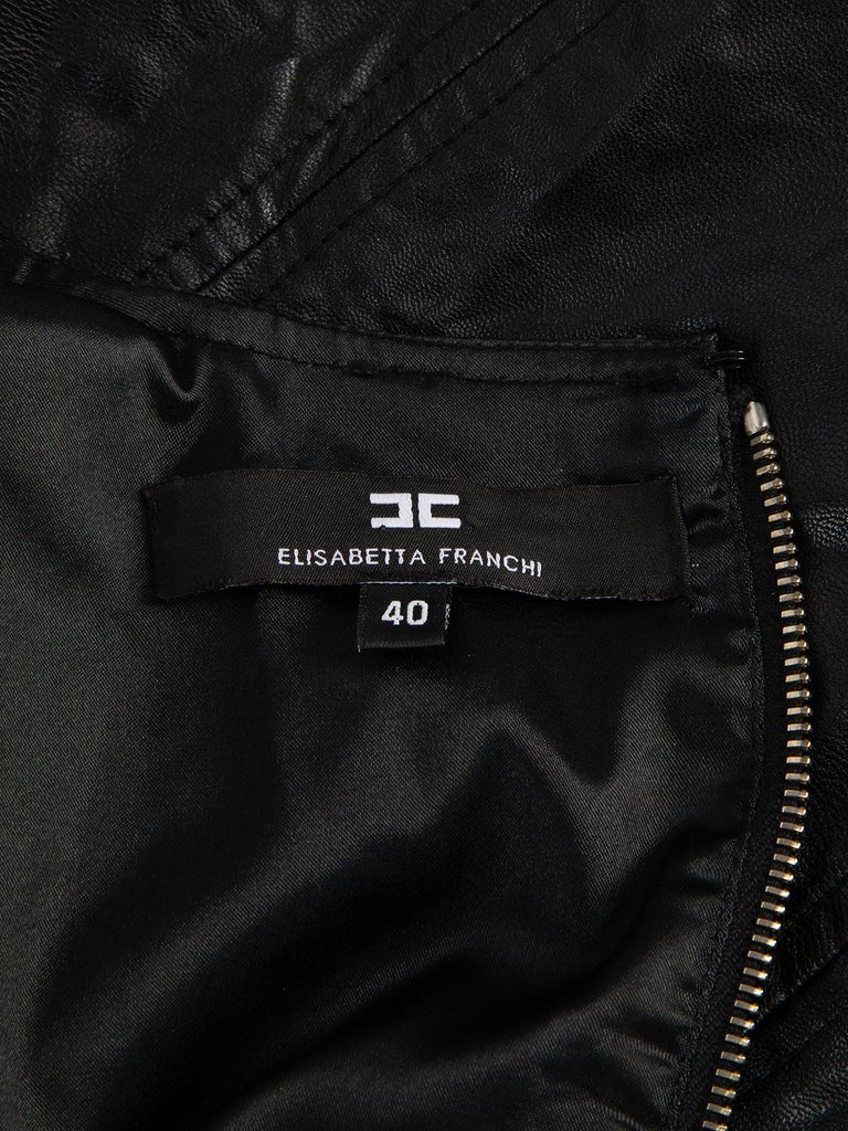Pre-Loved Elisabetta Franchi Women's Black Knee Length Faux Leather Dress For Sale 3