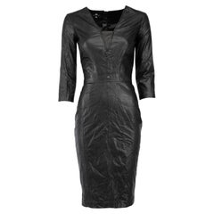 Used Pre-Loved Elisabetta Franchi Women's Black Knee Length Faux Leather Dress