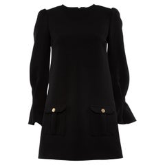 Pre-Loved Elisabetta Franchi Schwarzes Damen-Shiftkleid im Militärstil
