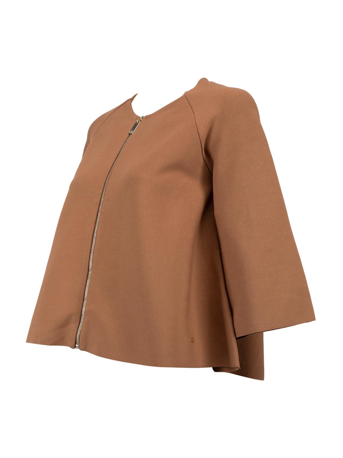 Pre-Loved Elisabetta Franchi Women's Brown Zip Up Sweater 1