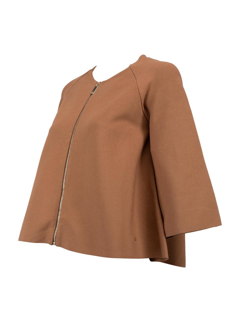 Pre-Loved Elisabetta Franchi Women's Brown Zip Up Sweater For Sale 1