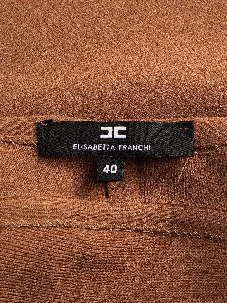 Pre-Loved Elisabetta Franchi Women's Brown Zip Up Sweater For Sale 3