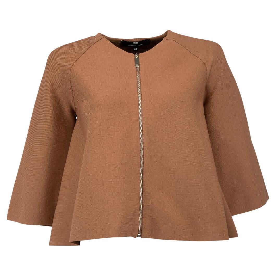 Pre-Loved Elisabetta Franchi Women's Brown Zip Up Sweater