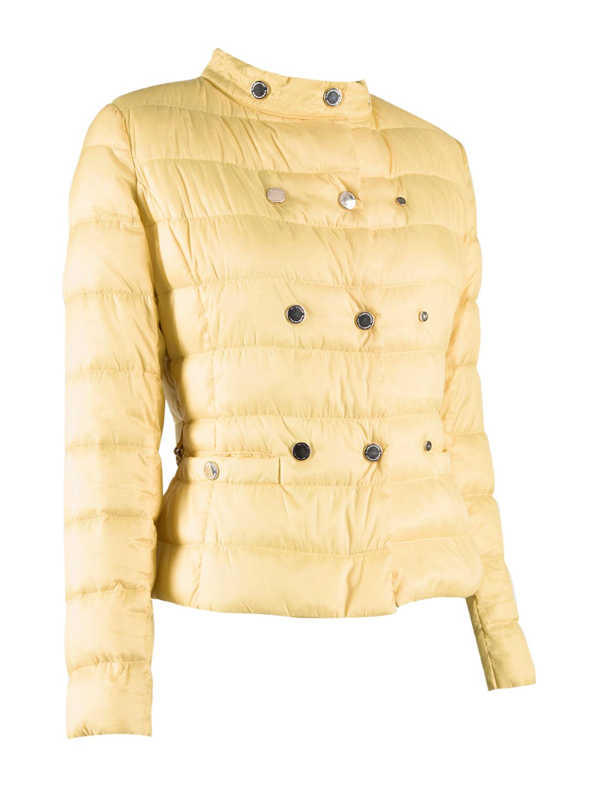 CONDITION is Very good. Minimal wear to jacket is evident. Minimal wear to buttons and Chain belt pendant on this used Elisabetta Franchi designer resale item. Details Yellow Polyester and polyamide Puffer jacket Form fitting Long sleeve Round neck