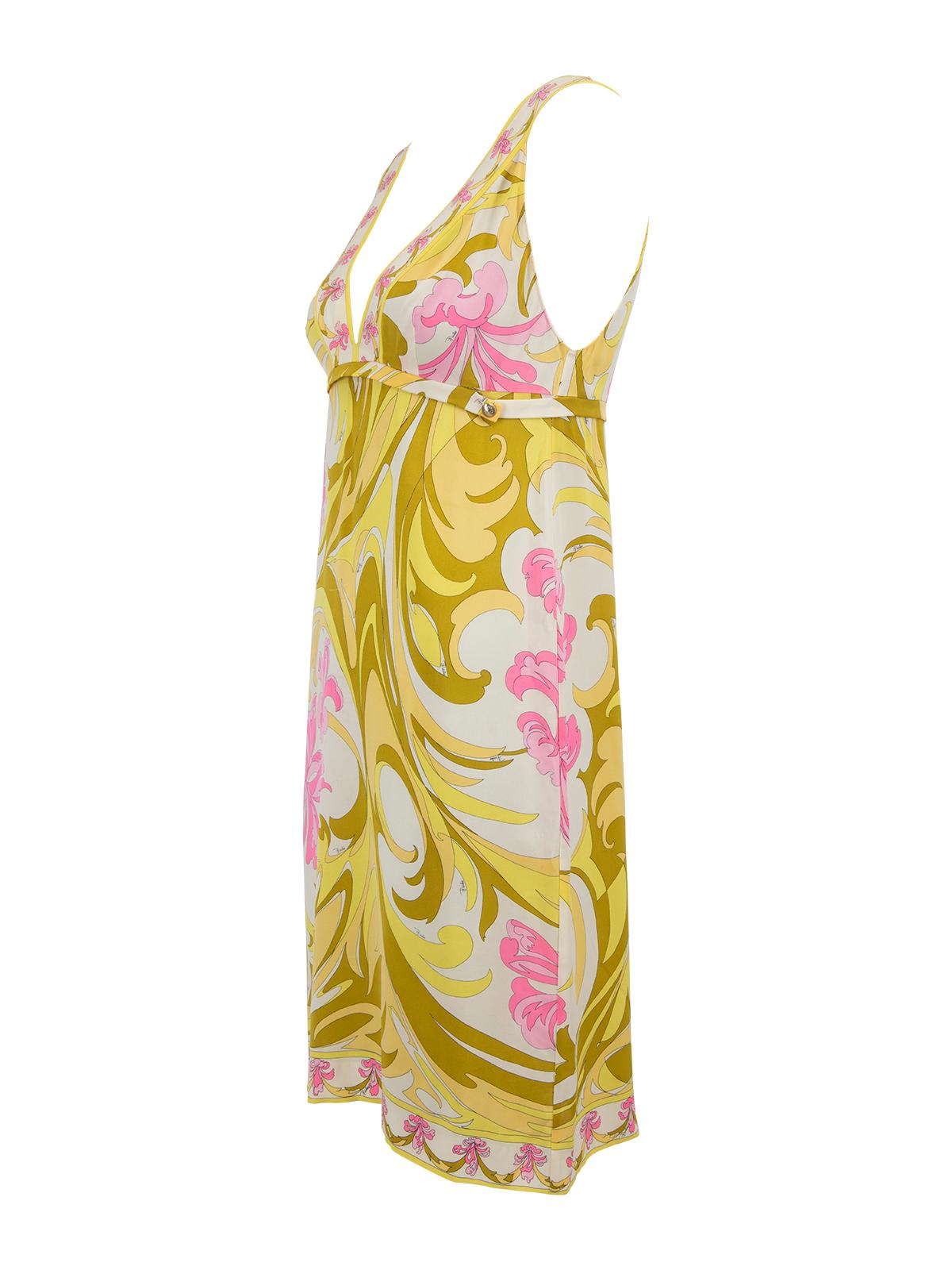 Pre-Loved Emilio Pucci Women's Floral Patterned Silk Sleeveless Dress 1