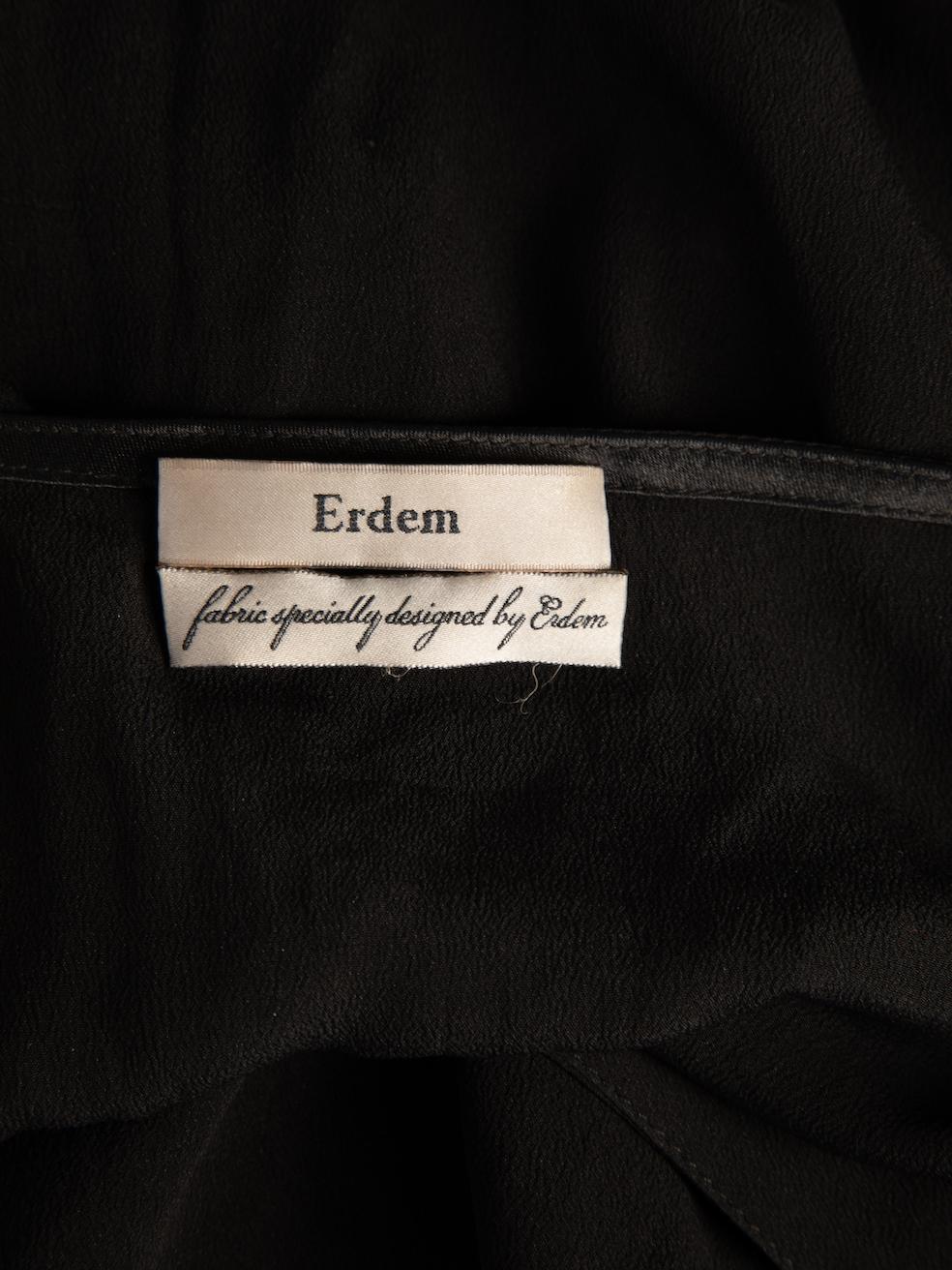 Pre-Loved Erdem Women's Black Ruffle Panel V Neck Blouse For Sale 1