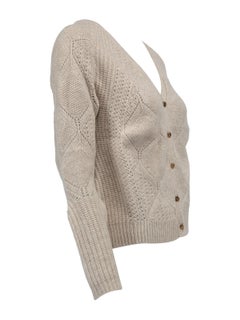 Pre-Loved Eric Bompard Women's Beige Cashmere Button Up Knit Cardigan