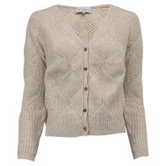 Pre-Loved Eric Bompard Women's Beige Cashmere Button Up Knit Cardigan