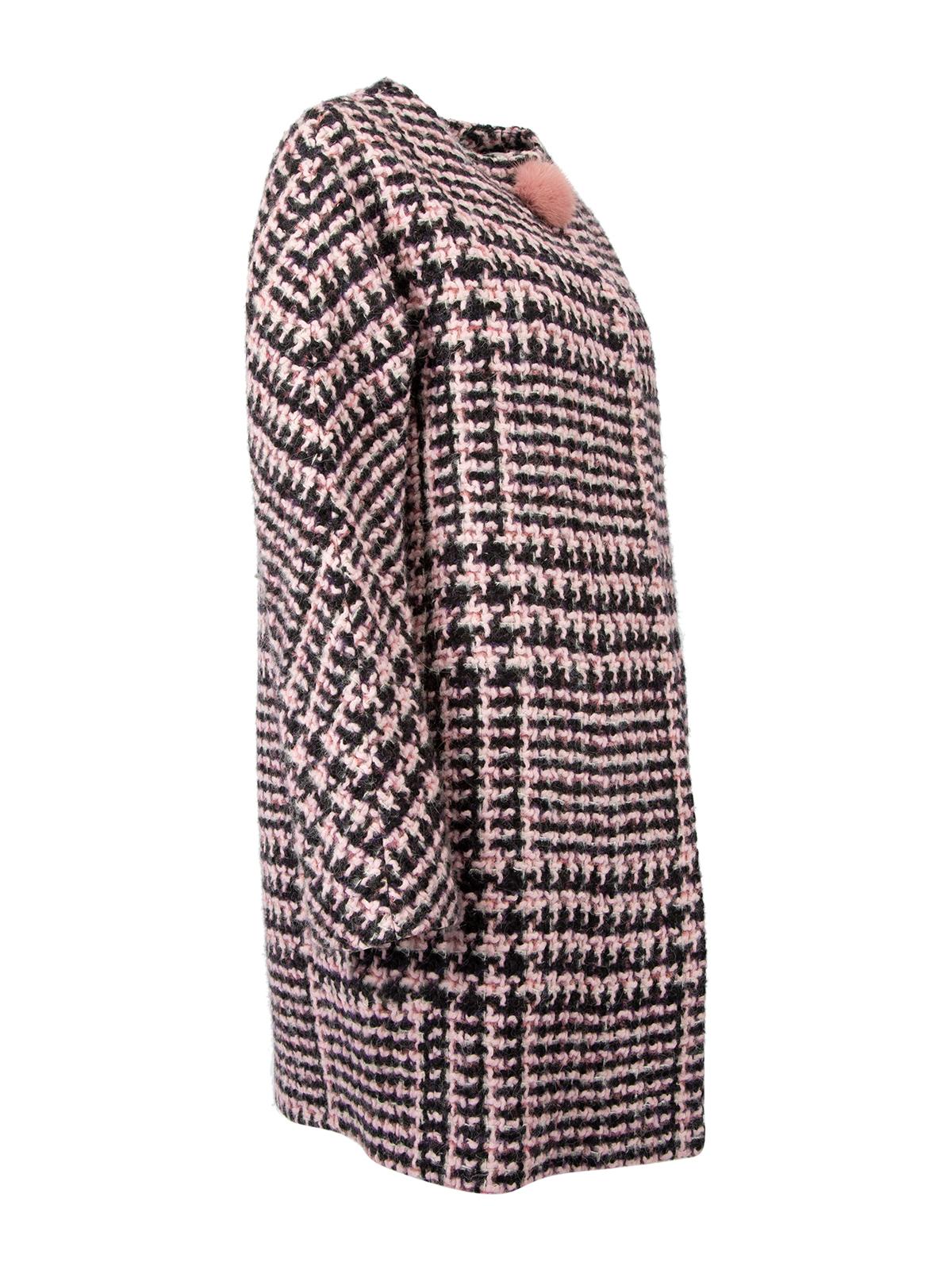CONDITION is Very good. Minimal wear to jacket is evident. Minimal wear to to the outer wool fabric where loose fibres and thread can be seen on this used Ermanno Scervino designer resale item. Details Pink and brown Tweed Long coat Long sleeves 2x