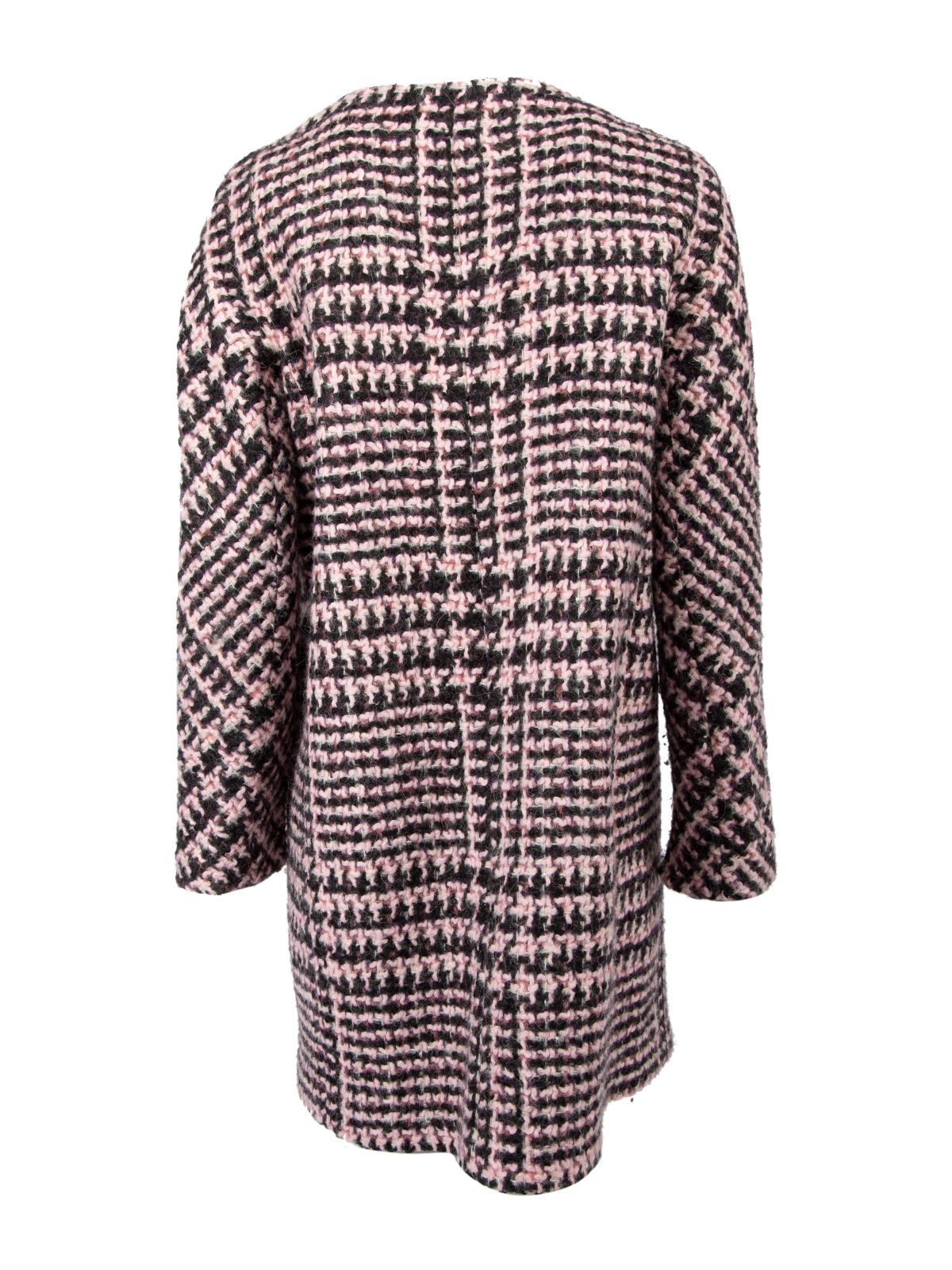 Pre-Loved Ermanno Scervino Women's Pink and Brown Tweed Long Coat In Excellent Condition For Sale In London, GB