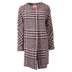 Pre-Loved Ermanno Scervino Women's Pink and Brown Tweed Long Coat