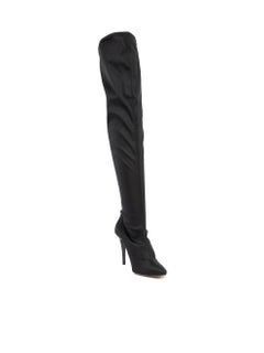 Pre-Loved Escada Women's Black Satin Thigh High Sock Boots